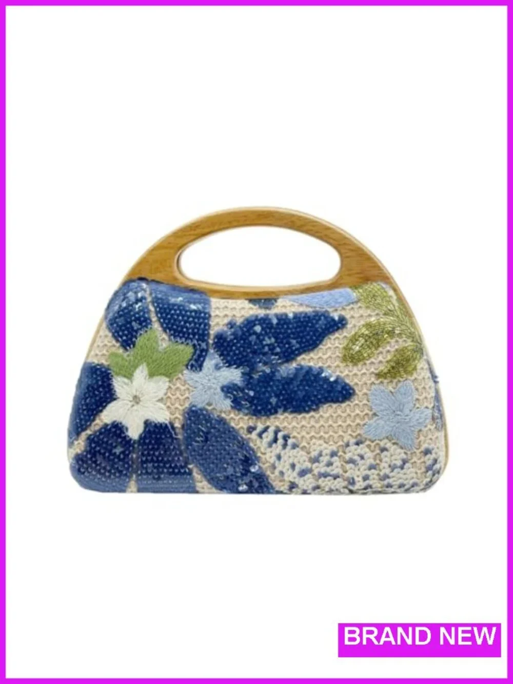 Straw Clutch Handbag Women Crossbody Hand-woven Summer Purse Top Handle Evening